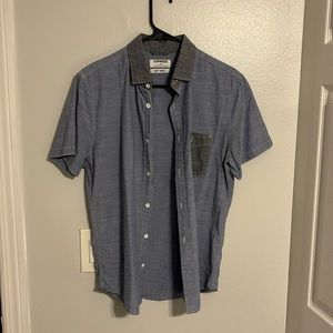 Blue express dress short sleeve dress shirt